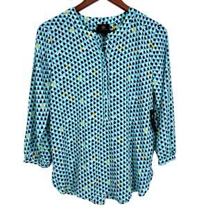 NEW NWT JM Collection Small Blue Business Professional Blouse Shirt Top Office